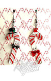 Lipstick & Chrome Candy Cane Couple Earrings christmas
