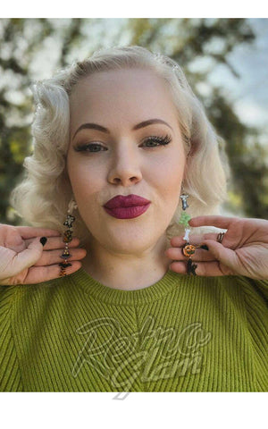 Lipstick & Chrome Trick Or Treat Earrings halloween