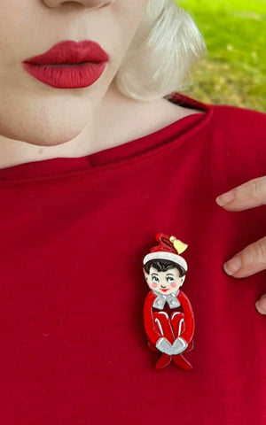 Lipstick & Chrome Merry Mischief Elf Brooch christmas