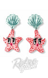 Lipstick & Chrome Starfish Starlet Earrings