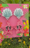 Lipstick & Chrome Starfish Starlet Earrings