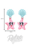 Lipstick & Chrome Starfish Starlet Earrings