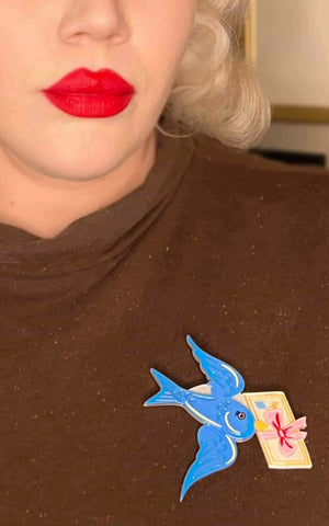 Lipstick & Chrome Flight Of Fancy Brooch - Pre-Order