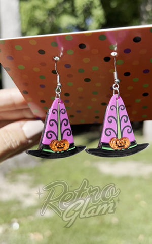 Lipstick & Chrome Hagatha's Hat Earrings halloween
