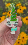 Christmas brooch cat and tree hat