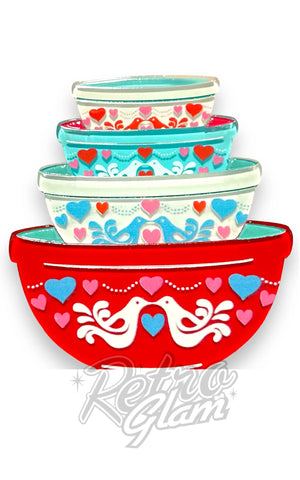 Lipstick & Chrome Lovebirds' Nesting Bowls