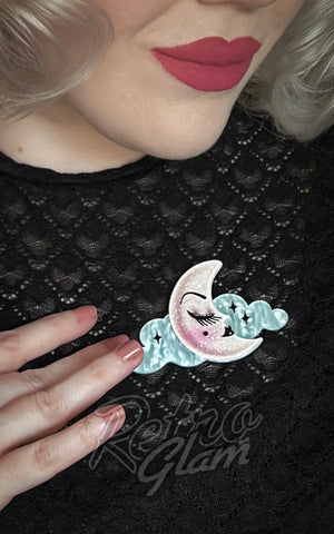 Lipstick & Chrome Luna Lullaby Brooch 40s model