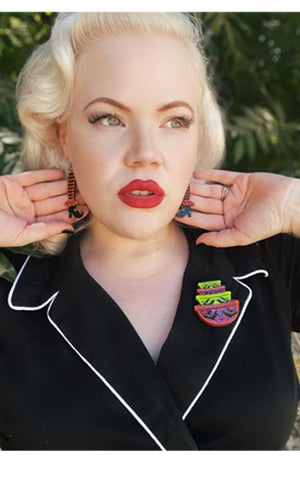 Lipstick & Chrome Menacing Mixers Halloween Bowls Brooch