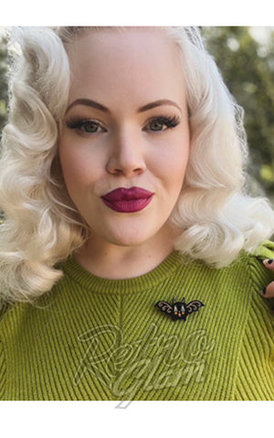 Lipstick & Chrome Gothic Glam Bat Mini Brooch model