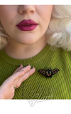 Lipstick & Chrome Gothic Glam Bat Mini Brooch halloween