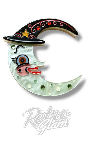 Lipstick & Chrome Witchy Crescent Moonhilda Brooch