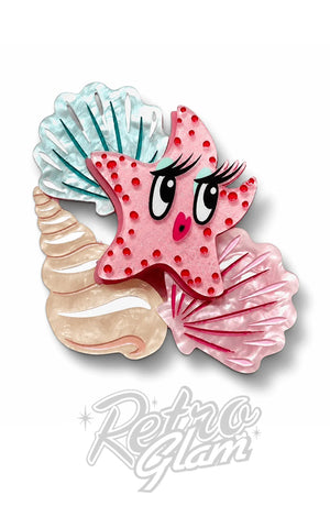 Lipstick & Chrome She Sells Seashells Brooch