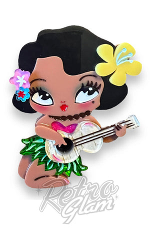 sable tiki girl brooch