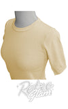 Mak Basic 1/2 Sleeve Pullover Sweater in Ivory detail