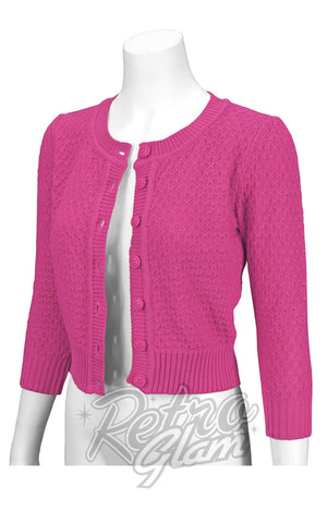 Mak Textured Cardigan in Magenta pink