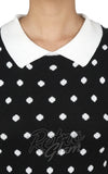 Mak Black and White Polka Dot Collared Sweater detail