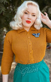 Mak Cropped Cardigan Sweater with Collar in Bronze