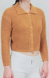 Cardigan Sweater with Collar in Bronze