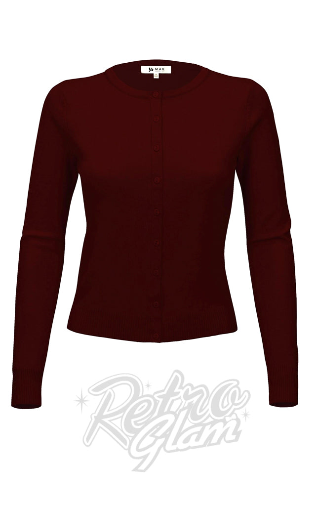 Mak Long Sleeved Cardigan in Burgundy - S-L