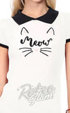 Mak White Meow Cat Collared Sweater detail