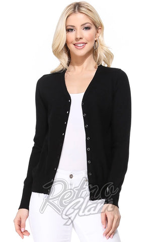 Mak Long V Neck Cardigan in Black