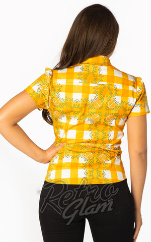 Miss Lulo Ayla Shirt in Orange Gingham back