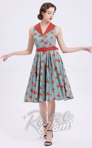 Miss Lulo Jani Dress in Sage with Roses