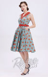 Miss Lulo Jani Dress in Sage with Roses 50s