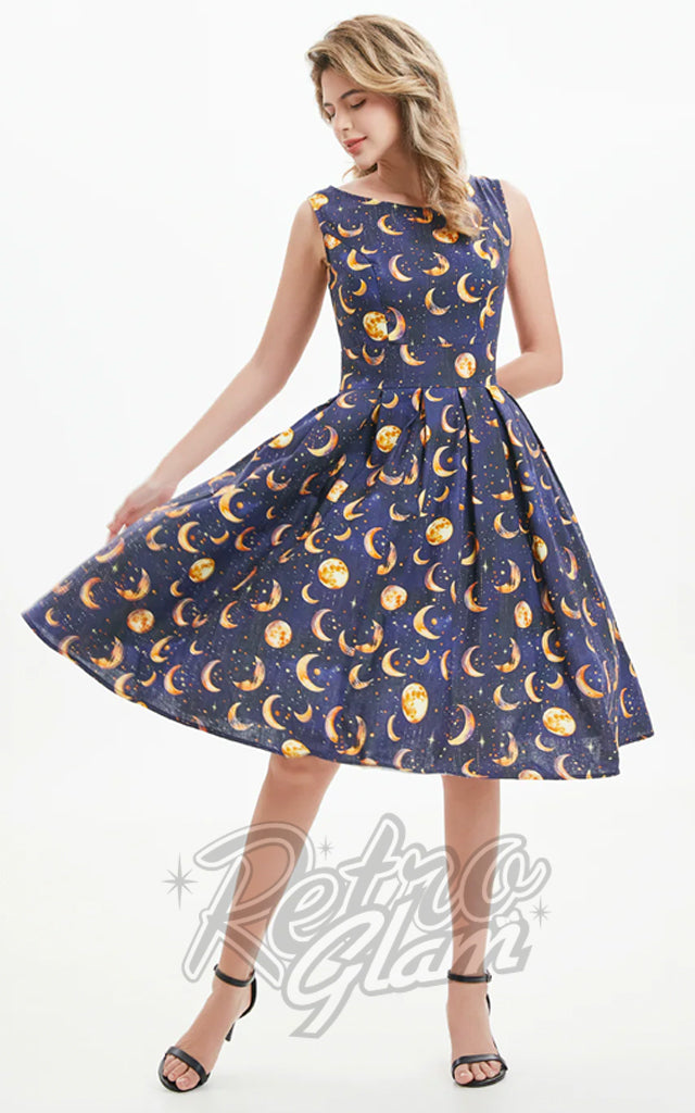 Miss Lulo Lily Linen Dress in Celestial Glow Print - Pre-Order