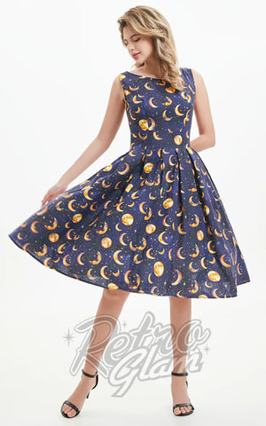 Miss Lulo Lily Linen Dress in Celestial Glow Print