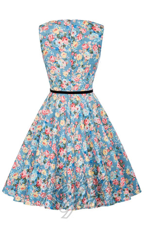 Miss Lulo Ruby Dress in Pastel Floral back