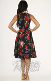 Orchid Bloom Big Florals Black Dress pinup back
