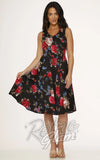 Orchid Bloom Big Florals Black Dress pinup