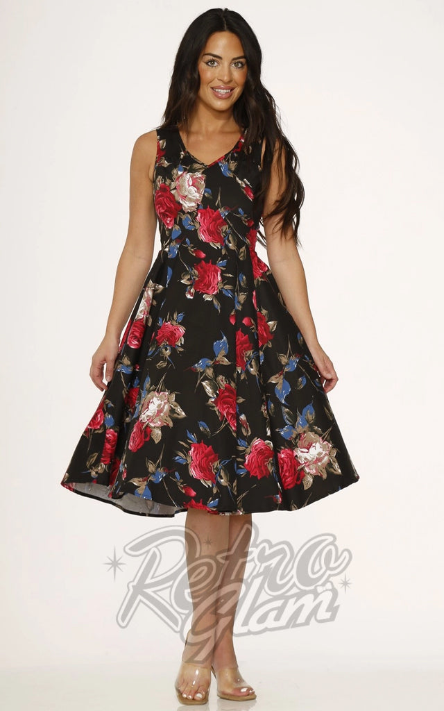 Orchid Bloom Big Florals Black Dress - Pre-Order