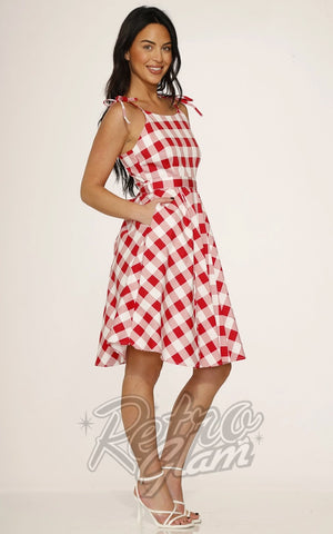 Orchid Bloom Red Gingham Picnic Dress SIDE