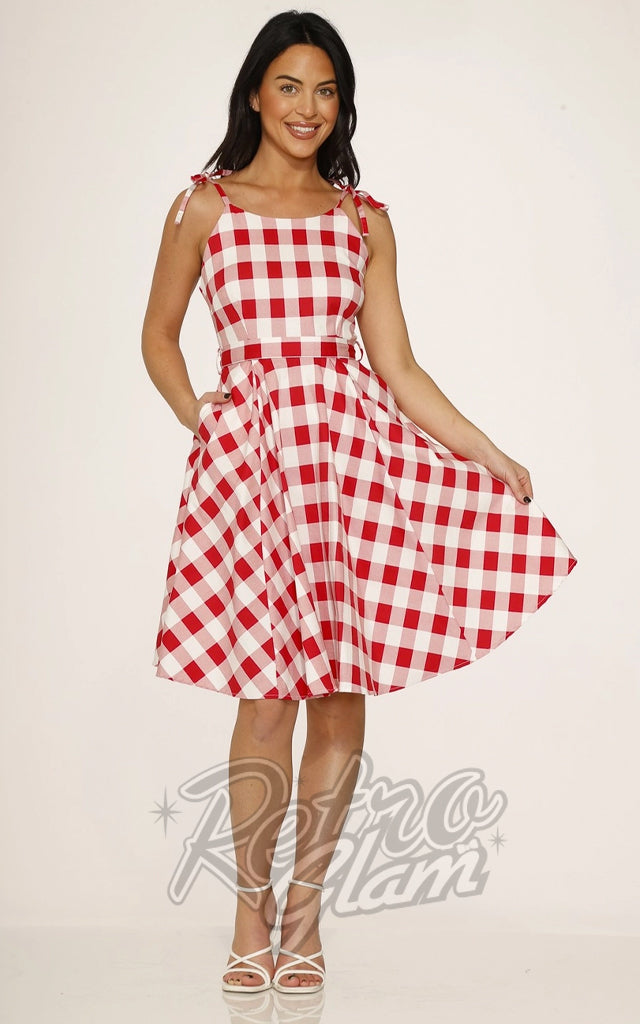 Orchid Bloom Red Gingham Picnic Dress - Pre-Order