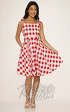 Orchid Bloom Red Gingham Picnic Dress