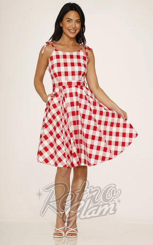 Orchid Bloom Red Gingham Picnic Dress