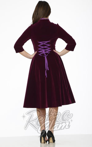 Orchid Bloom Nightshade Purple Velvet Dress back