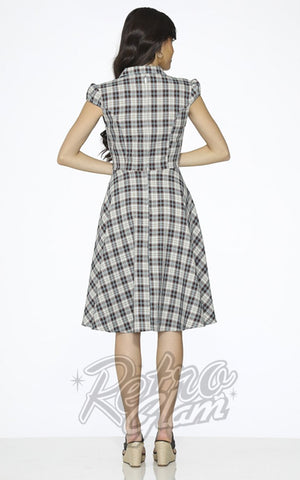 Orchid Bloom Brown & Blue Plaid Swing Dress back