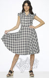 Orchid Bloom Brown & Blue Plaid Swing Dress