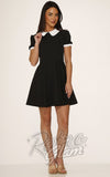 Orchid Bloom Black With White Peter Pan Collar Mini Dress gothic