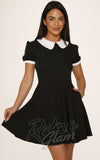 Orchid Bloom Black With White Peter Pan Collar Mini Dress mod