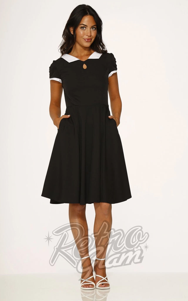 Orchid Bloom Black & White Collar Keyhole Dress - Pre-Order