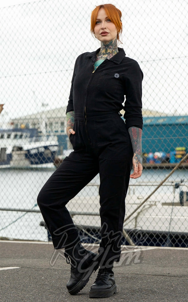 Rebel Romance Boiler Suit in Black - Unisex Fit