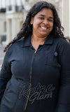 Rebel Romance Boiler Suit in Black plus sized detail