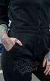 Rebel Romance Boiler Suit in Black pockets