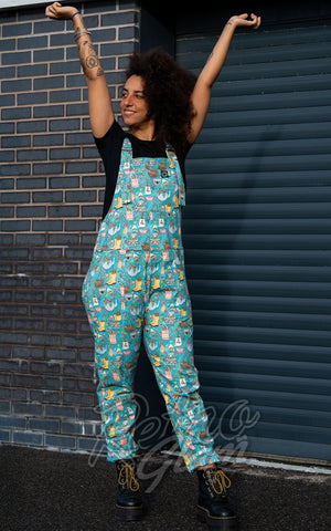Rebel Romance Stretch Dungarees in Bloom & Brew