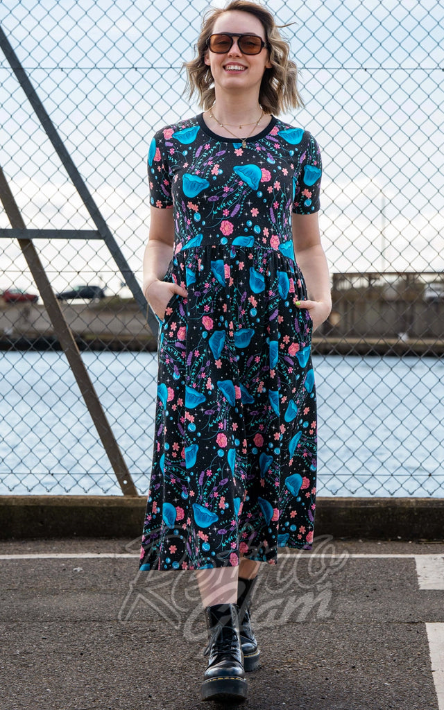 Rebel Romance Midi Dress in Floral Jellyfish Print