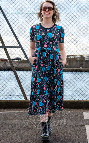 Rebel Romance Midi Dress in Floral Jellyfish Print